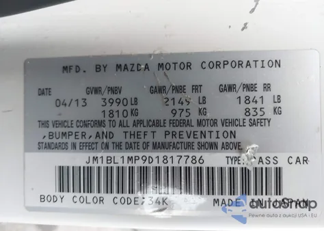 2013 Mazda Mazda3 I Grand Touring from USA, damaged, VIN JM1BL1MP9D1817786